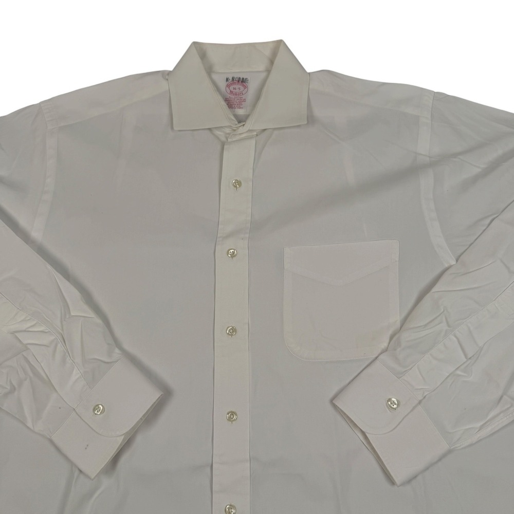 Brooks Brothers Makers OCBD Dress Shirt Mens 16-5 White Long Sleeve Cotton